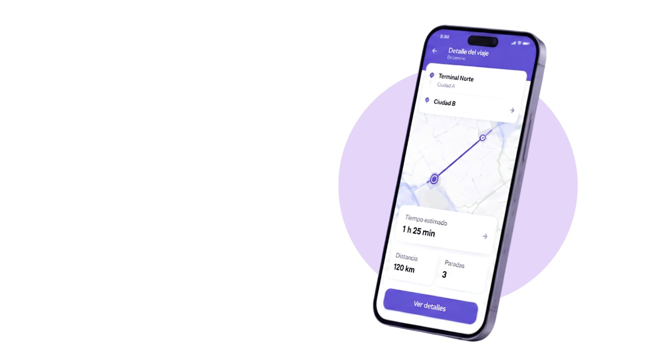 Vista complementaria de la App para pasajeros